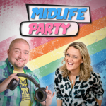 Logo vom Podcast Midlife Party mit Jürgen Bangert und Lisa Feller